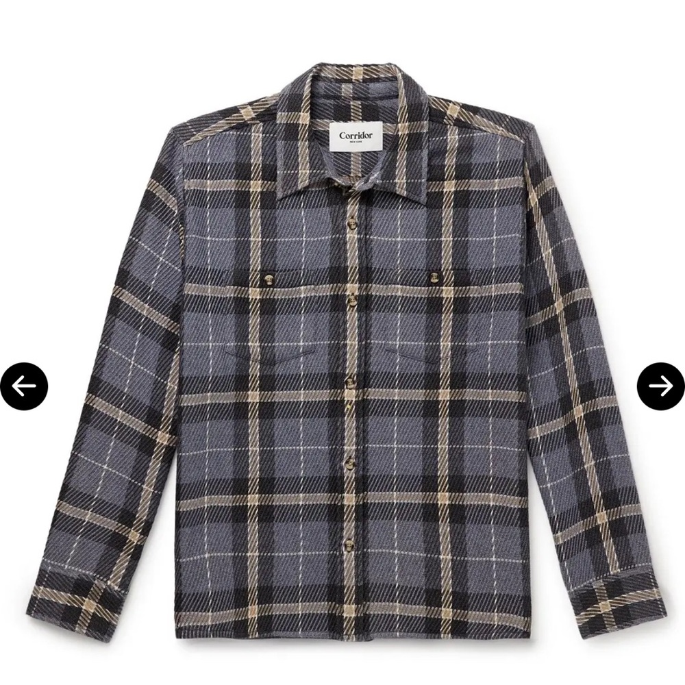 Corridor Blue checked Big Twill shirt or jacket blue medium EUC